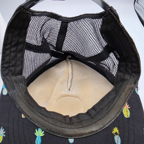 Quiksilver OSFM Kids Black Pineapple Print Trucker Hat Snapback Adjustable Cap - Picture 7 of 9